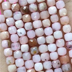Natural Pink Opal Beads Faceted Cube, approx 3.7-4.4mm [GB18916]