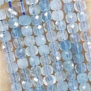 Natural Blue Aquamarine Beads Faceted Cube, approx 3.7-4.4mm [GB18927]