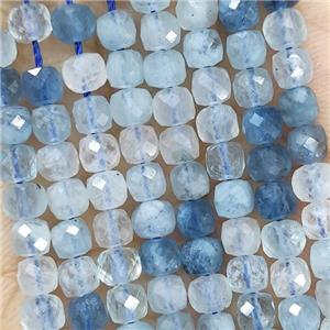 Natural Blue Aquamarine Beads Faceted Cube, approx 3.7-4.4mm [GB18929]