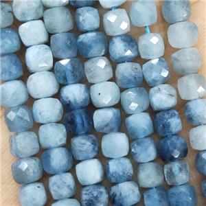 Natural Blue Aquamarine Beads Faceted Cube, approx 3.7-4.4mm [GB18930]