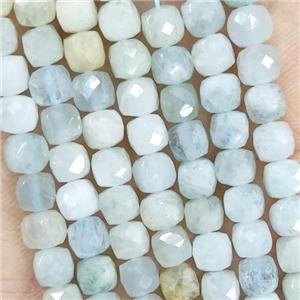 Natural Aquamarine Beads Faceted Cube, approx 3.7-4.4mm [GB18932]