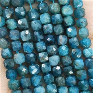 Natural Apatite Beads Blue Beads Faceted Cube, approx 3.7-4.4mm [GB18936]