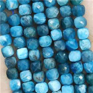 Natural Blue Apatite Beads Faceted Cube, approx 3.7-4.4mm [GB18937]