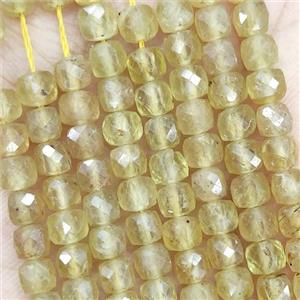 Natural Yellow Apatite Beads Faceted Cube, approx 3.7-4.4mm [GB18940]