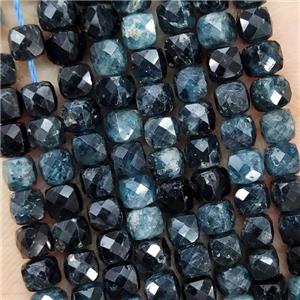 Natural Blue Black Tourmaline Beads Faceted Cube, approx 3.7-4.4mm [GB18944]
