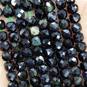 Natural Green Black Tourmaline Beads Faceted Cube, approx 3.7-4.4mm [GB18945]