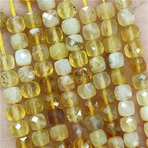 Natural Yellow Opal Beads Faceted Cube, approx 3.7-4.4mm [GB18950]