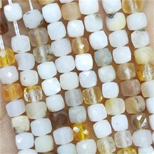 Natural White Opal Beads Faceted Cube, approx 3.7-4.4mm [GB18951]