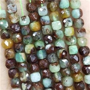 Natural Australian Chrysoprase Beads Green C-Grade Faceted Cube, approx 3.7-4.4mm [GB18955]