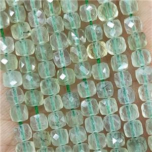 Natural Green Prehnite Beads A-Grade Faceted Cube, approx 3.7-4.4mm [GB18960]