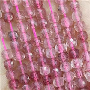 Natural Strawberry Quartz Beads Pink Fceted Cube, approx 3.7-4.4mm [GB18966]