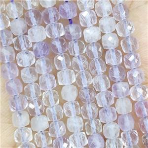 Natural Amethyst Beads Lt.purple Faceted Cube, approx 3.7-4.4mm [GB18976]
