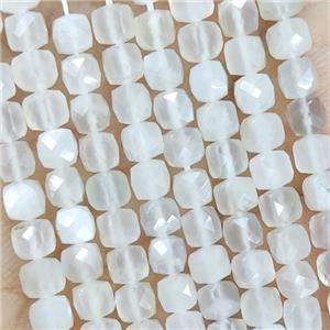 Natural White Moonstone Beads Faceted Cube, approx 3.7-4.4mm [GB18984]