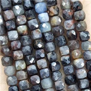 Natural Sapphire Beads B-Grade Faceted Cube, approx 3.7-4.4mm [GB18995]