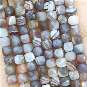 Natural Botswana Agate Beads Gray Faceted Cube, approx 3.7-4.4mm [GB18998]