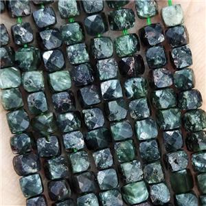 Natural Green Charoite Beads Faceted Cube, approx 3.7-4.4mm [GB19001]