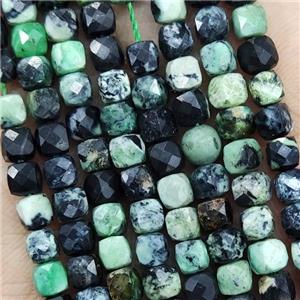 Natural Variscite Beads Green Faceted Cube, approx 3.7-4.4mm [GB19007]