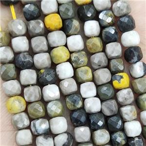 Natural Indonesia Bumblebee Jasper Beads Multicolor Faceted Cube, approx 3.7-4.4mm [GB19014]
