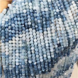 Natural Aquamarine Beads Blue Faceted Cube, approx 3.7-4.4mm [GB19024]