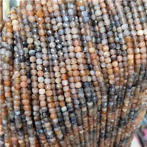 Natural Moonstone Beads Multicolor Faceted Cube, approx 3.7-4.4mm [GB19030]