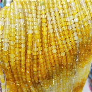 Natural Agate Beads Yellow Dye Faceted Cube, approx 3.7-4.4mm [GB19032]
