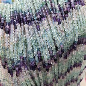 Natural Fluorite Beads Multicolor Faceted Cube, approx 3.7-4.4mm [GB19033]
