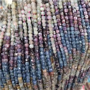 Natural Ruby Sapphire Corundum Beads Multicolor Faceted Cube, approx 3.7-4.4mm [GB19037]