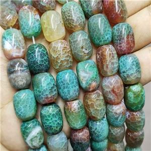 Natural Veins Agate Barrel Beads Green Dye, approx 13-18mm [GB19062]