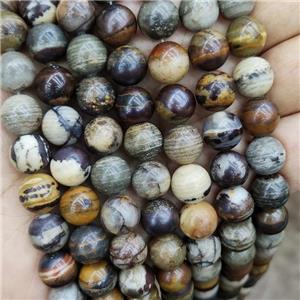 Natural Zebra Jasper Beads B-Grade Smooth Round, approx 10mm dia [GB19094-10MM]