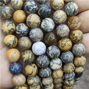 Natural Moss Opal Beads Yellow Smooth Round, approx 12mm dia [GB19096-12MM]
