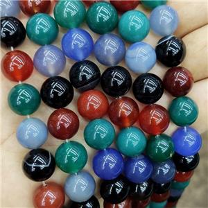 Natural Agate Beads Dye Smooth Round Mixed Color, approx 4mm dia [GB19108-4MM]
