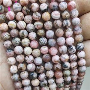 Natural Rhodochrosite Beads Pink C-Grade Smooth Round, approx 4mm dia [GB19145-4MM]