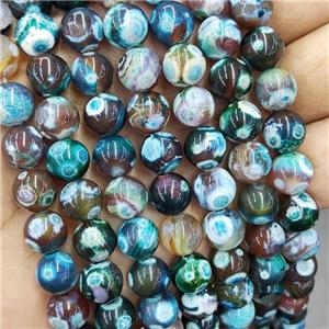 Natural Agate Beads Fire Blue Dye Smooth Round, approx 10mm dia [GB19150]