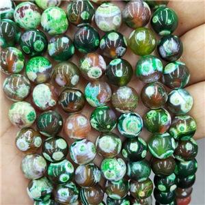 Natural Agate Beads Fire Green Dye Smooth Round, approx 10mm dia [GB19151]