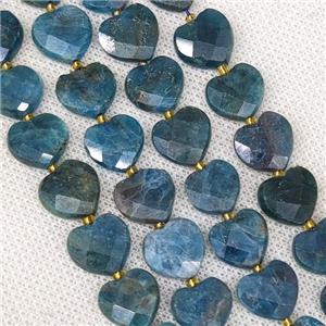 Natural Blue Apatite Heart Beads Faceted, approx 12mm [GB19174]
