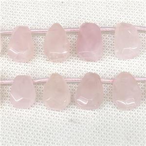 Natural Pink Rose Quartz Teardrop Beads Faceted Topdrilled, approx 10-16mm [GB19181]
