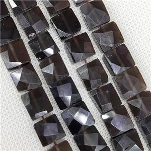 Natural Smoky Quartz Beads Faceted Square, approx 10-11mm [GB19193]