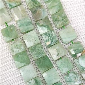Natural Green Quartz Square Beads Faceted, approx 10-11mm [GB19199]