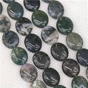 Natural Green Moss Agate Oval Beads, approx 12-14mm [GB19238]