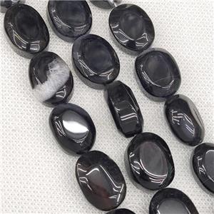 Natural Agate Oval Beads Black Dye, approx 15-20mm [GB19261]