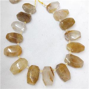 Natural Yellow Hematoid Quartz Slice Beads Topdrilled Faceted, approx 20-35mm [GB19310]