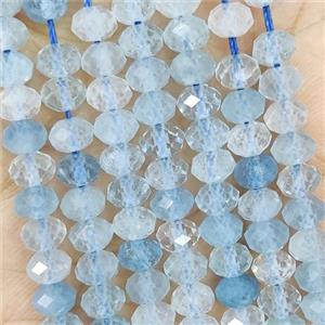 Natural Blue Aquamarine Beads A-Grade Faceted Rondelle, approx 5.6-6mm [GB19323]