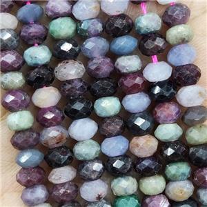 Natural Ruby And Sapphire Beads Multicolor Faceted Rondelle, approx 5.6-6mm [GB19333]