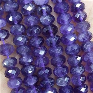 Natural Amethyst Beads Purple Faceted Rondelle, approx 5.6-6mm [GB19335]