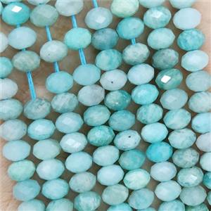 Natural Green Amazonite Beads B-Grade Faceted Rondelle, approx 4.7-5.5mm [GB19349]