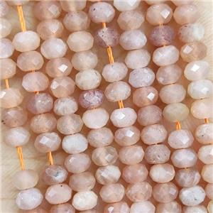 Natural Peach Moonstone Beads Faceted Rondelle, approx 4.7-5.5mm [GB19376]