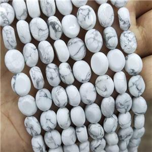 White Howlite Turquoise Oval Beads, approx 8-10mm [GB19394]