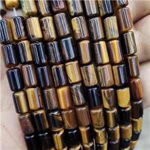 Natural Tiger Eye Stone Tube Beads, approx 6-10mm [GB19419]
