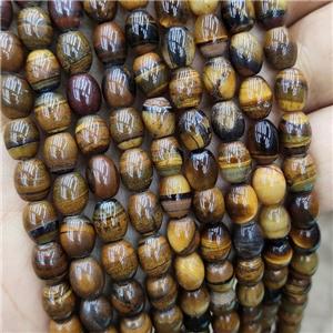 Natural Tiger Eye Stone Rice Beads, approx 6-8mm [GB19432]