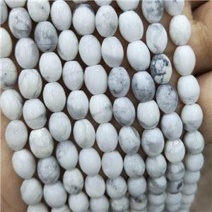 White Howlite Turquoise Rice Beads Barrel, approx 6-8mm [GB19435]